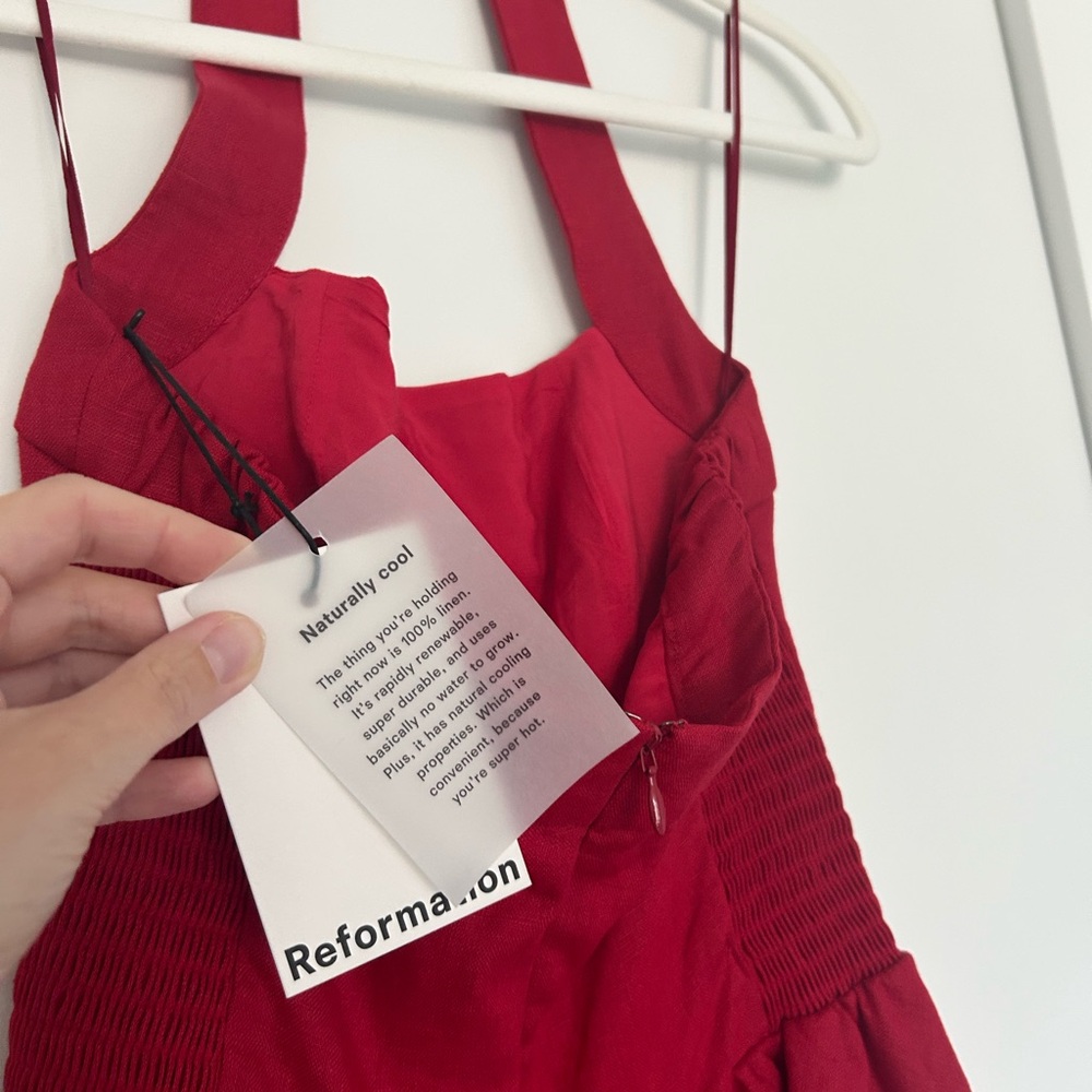 Reformation Red Button-Front Linen Dress - Picture 3 of 3
